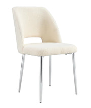 AVA CHAIR WITH SILVER LEGS IN BEIGE TEDDY FABRIC.MEASURING 50X45X81.5CM