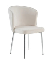 DIANA CHAIRS IN SILVER FEETS WITH BEIGE VELVET SEAT.