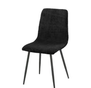 BOBBY CHAIRS IN BLACK VELEVT RIBBED SEAT WITH BLACK METAL FEETS.