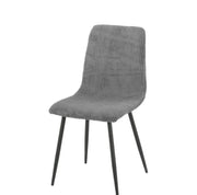 BOBBY CHAIRS IN GREY VELEVT RIBBED SEAT WITH BLACK METAL FEETS.