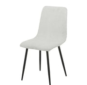 BOBBY CHAIRS IN BEIGE VELEVT RIBBED SEAT WITH BLACK METAL FEETS.