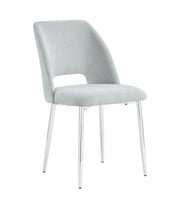 AVA CHAIRS WITH SILVER LEGS AND GREY SERGE FABRIC.MEASURING 50X45X81.5CM