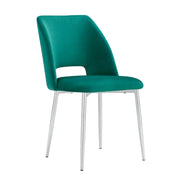 AVA CHAIR WITH GREEN VELVET AND SILVER LEGS.MEASURING 50X45X81.5CM