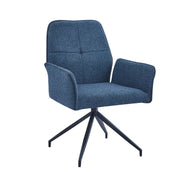LUTETIA CHAIRS WITH BLUE TOP AND BLACK METAL FEETS ROTATING 360º.MEASURING 64X43X90CM