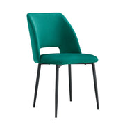 SILLAS AVA EN TERCIOPELO VERDE CON PATAS DE METAL NEGRO. MIDEN 50X45X81.5CM