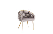 BALLON DESIGN CHAIRS WITH GOLD AND TAUPE FINISH.