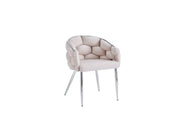 BALLON DESIGN CHAIRS WITH SILVER AND BEIGE FINISH.