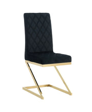 COCOMAT CHAIRS WITH GOLD FINISH AND QUILTED BLACK VELVET.MEASURING 40.5X41.5X108CM