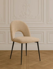 TEDDY CHAIR IN MOCHA CHENILLE WITH BLACK METAL LEGS.MEASURING 49X45X86CM