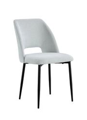 BRITTANY ARMCHAIR IN GREY SERGE  WITH METAL BLACK LEGS.MEASURING 50X45X81.5CM