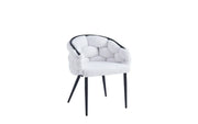 SILLÓN BALLON CON PATAS DE METAL NEGRO Y TAPIZADO DE TEJIDO TEDDY BLANCO