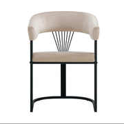 BRITTANY ARMCHAIR IN MOCHA VELVET WITH BLACK METAL LEGS.MEASURING 50X45X81.5CM