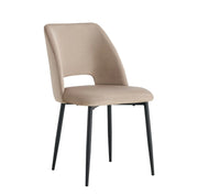BRITTANY ARMCHAIR IN TAUPE VELVET WITH BLACK METAL LEGS.MEASURING 50X45X81.5CM