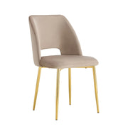 BRITTANY ARMCHAIR IN TAUPE VELVET WITH GOLD LEGS.MEASURING 50X45X81.5CM