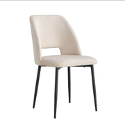 AVA CHAIRS WITH BLACK METAL LEGS IN BEIGE VELVET.