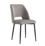 AVA CHAIRS WITH BLACK METAL LEGS IN GREY VELVET.