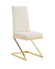 COCOMAT CHAIR WITH QUILTED BEIGE VELVET WITH GOLD FEETS.MEASURING 40.5X41.5X108CM