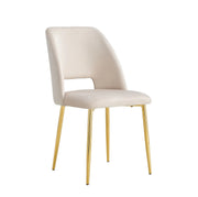 AVA CHAIRS WITH GOLD LEGS IN BEIGE VELVET.