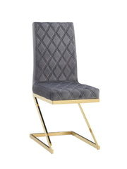 COCOMAT CHAIR WITH QUILTED ANTHRACITE VELVET WITH GOLD FEETS.MEASURING 40.5X41.5X108CM