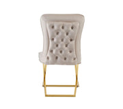 GABRIELLE CHAIRS WITH BEIGE VELVET AND BUTTON TUFTED BACK WITH GOLD FEETS.MEASURING 53X49X95CM
