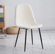 SCANDINAVIAN CHAIRS WITH TEDDY FABRIC AND BLACK LEGS.MEASURING 43.5X40X87CM