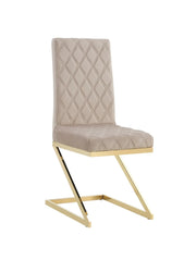 COCMAT CHAIRS WITH QUILTED  WITH MOCHA VELVET AND GOLD CHAIRS MEASURING 40.5X41.5X108CM