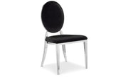 MEDAILLON CHAIRS WITH BLACK VELVET WITH SILVER FEETS.