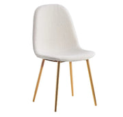 SILLAS BONNIE ESCANDINAVAS EN TELA DE PELUCHE ACOLCHADA BEIGE CON PATAS DORADAS. MEDIDAS 43.5X40X87CM