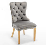 SILLAS CON ASA RECTANGULAR EN TERCIOPELO ANTRACITA/GRIS OSCURO CON ACABADO DORADO