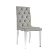 NEW NEVADA BUTTON TUFTED CHAIRS IN MOCHA  VELVET AND SILVER FEETS.