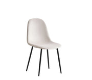 SILLAS ESCANDINAVAS DE TERCIOPELO BEIGE CON PATAS NEGRAS.