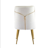 SILLAS ZIP DESIGN CON TERCIOPELO BEIGE Y ACABADO DORADO.