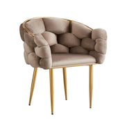 BALLOON DESIGN CHAIRS IN TAUPE VELVET IN GOLD FINISHING MEASURING 45X41X80CM