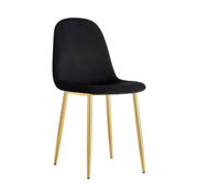 SILLAS ESCANDINAVAS EN TERCIOPELO NEGRO CON ACABADO DORADO. MEDIDAS: 43.5X40X87CM
