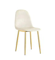 SILLAS ESCANDINAVAS EN TERCIOPELO BEIGE CON ACABADO DORADO. MEDIDAS: 43.5X40X87CM