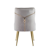 ZIP DESIGN CHIARS WITH MOCHA VELVET AND GOLD FINISHING .MEASURING 55X48X93CM