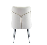 ZIP DESIGN CHIARS WITH BEIGE VELVET AND SILVER FINISHING .MEASURING 55X48X93CM