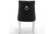 SILLÓN ANILLO ACOLCHADO EN TERCIOPELO NEGRO Y PATAS PLATEADAS.