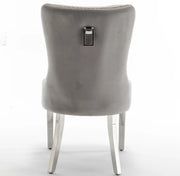 RECTANGLE HANDLE CHAIR IN GREY VELVET AND SILVER FEETS