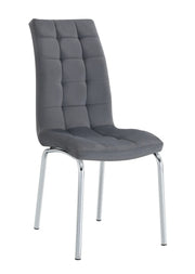 SILLAS EMMA CON TERCIOPELO GRIS Y PATAS PLATEADAS QUE MIDEN 42X41X94CM