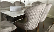 HILTON CHAIRS WITH GOLD FEETS IN MOCHA  VELVET.