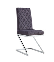 SILLAS ACOLCHADAS COCOMAT EN TERCIOPELO GRIS OSCURO/ANTRACITA CON PATAS PLATEADAS. 41X42X108CM