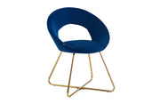 BUBBLE DESIGN CHAIRS IN GOLD FEETS WITH BLUE VELVET .