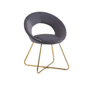 BUBBLE DESIGN CHAIRS IN GOLD FEETS WITH GREY VELVET .