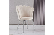 NYMPHEA CHAIRS WITH SILVER FEETS IN BEIGE VELVET.MEASURING 44X50X85CM