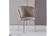 NYMPHEA CHAIRS WITH SILVER FEETS IN MOCHA VELVET.MEASURING 44X50X85CM