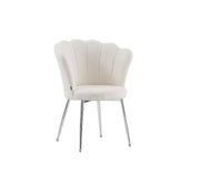 NYMPHEA SILVER FEETS CHAIRS WITH PADDED TEDDY FABRIC MEASURING 50X44X85CM