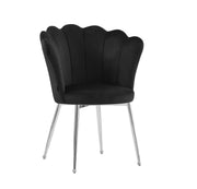 SILLAS NYMPHEA CON PATAS PLATEADAS EN TERCIOPELO NEGRO. MEDIDAS 44X50X85CM