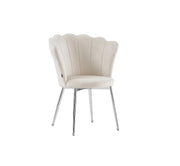 NYMPHEA CHAIRS WITH SILVER FEETS IN BEIGE/OFF WHITE VELVET.MEASURING 44X50X85CM