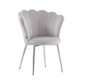 SILLAS NYMPHEA CON PATAS PLATEADAS EN TERCIOPELO GRIS. MEDIDAS: 44X50X85CM